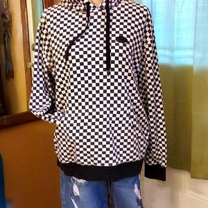 VANS CLASSIC BLACK AND WHITE CHECKED HOODIE